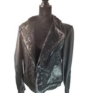 Peter Nygard | The Luxe Command Jacket – Embroidered Leather Statement - Size XL